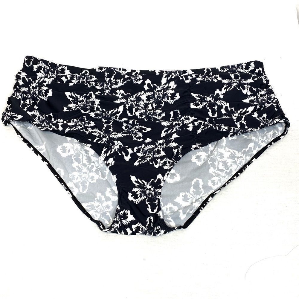 Ellos NWOT black and white floral bikini bottoms size 34W